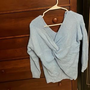 Blue tie sweater